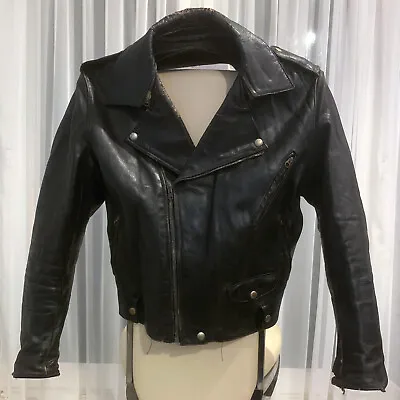 Buy Vintage Possibly 40s/ 50s Leather Biker Jacket – Damaged – Restoration Project? • 23£