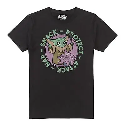 Buy Star Wars Mens T-shirt Baby Yoda Protect Attack Nap Snack S-2XL Official • 13.99£