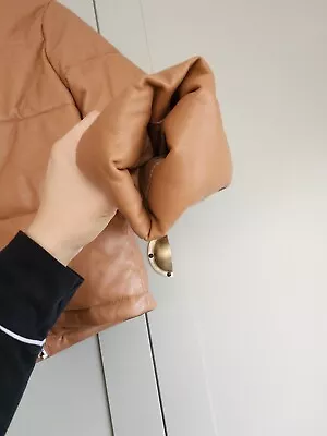 Buy Abercrombie & Fitch Vegan Leather Tan Puffer Bomber Jacket • 50£