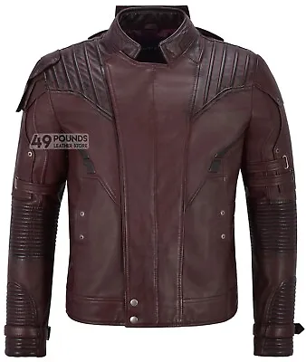 Buy Guardians Of Galaxy 2 Men's Leather Jacket Cherry Star Lord Pratt Jacket 4095 • 41.65£
