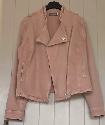 Buy Mint Velvet - Biker Style Jacket - Distressed Pink Denim - UK14 - EX Condition • 19.99£