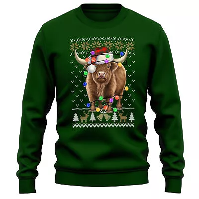 Buy Highland Cow Xmas Jumper Sweatshirt Farm Animal Christmas Men And Women Santa... • 24.99£