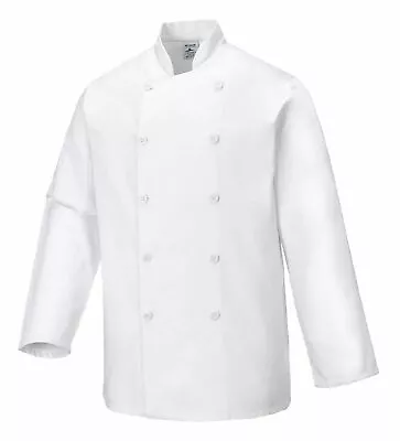 Buy Chef Jacket - Portwest Sussex  Food Industry Cooking Catering Kitchen White C836 • 9.95£