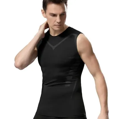 Buy Men's Slimming Shaper Shirt Body Logic Shaping Tourmaline Posture Corrector Vest • 13.39£