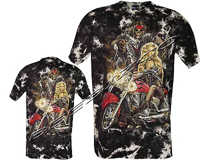 Buy Grim Reaper With Blond Girl Glow In Dark Angel Of Death Scythe Guns TyeDyeTshirt • 13.95£