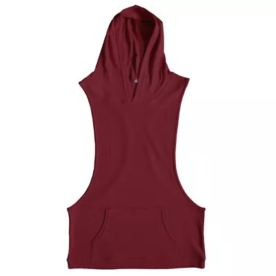 Buy Mens Hooded Tank Top Gym Fitness Workout Vest Sleeveless Hoodie Sport T-shirt✿ ` • 11.65£