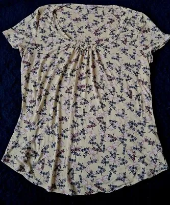 Buy Ladies Size 12 M&S Yellow Dragonfly Tshirt Top Short Sleeves Scoop Marks Spencer • 3.20£