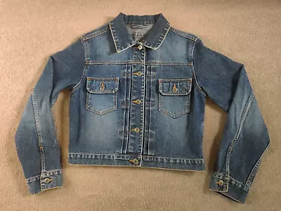 Buy Arizona Jeans Co Womans Denim Jean Trucker Jacket L Cropped Half Faded Casual • 19.27£