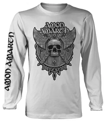 Buy Amon Amarth Grey Skull White Long Sleeve Shirt OFFICIAL • 30.39£