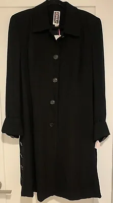 Buy Zelda Brand Black Coat Size 12 NWT Long Formal Button Up Jacket Lined Crepe $555 • 308.72£