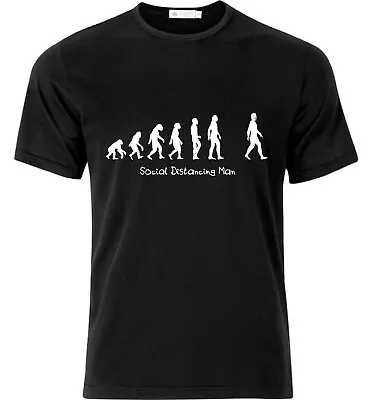 Buy Social Distancing Man Evolution Of Man T Shirt Black • 15.73£