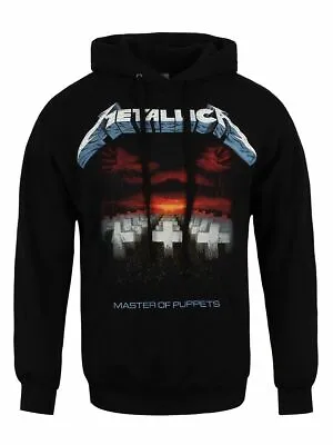 Buy Metallica Hoodie Master Of Puppets Tracks Hooded Top Official Black Mens Band • 44.90£