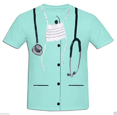 Buy Mens Surgeon Doctor Printed T-shirt Zombie Fancy Dress Costume • 8.49£