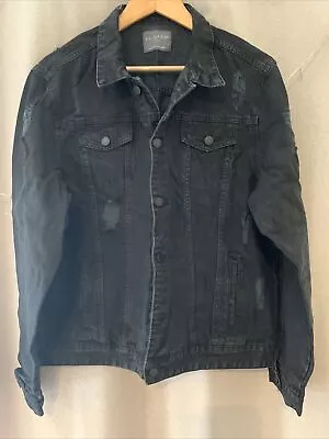 Buy Primark Mens Black Distressed Denim Jacket Size Large • 10£