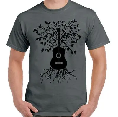 Buy Guitar T-Shirt Acoustic Tree Mens Electric Bass Amp Strings U2 Rock Music  • 8.99£