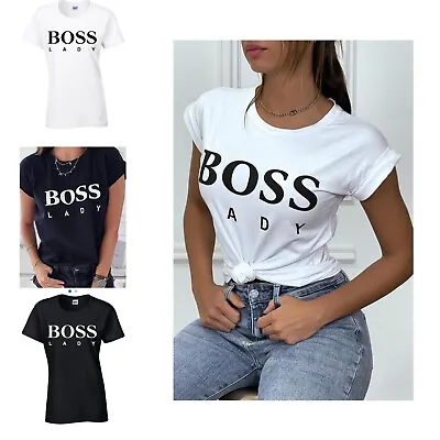 Buy Ladies T-Shirt Boss Lady Short Sleeve Tee Shirt Top Women,s Tops Slogan Girls UK • 8.80£