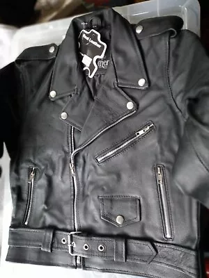 Buy Real Leather Jacket Size 34 Chest Unisex Brand New Girls Teenager • 35£