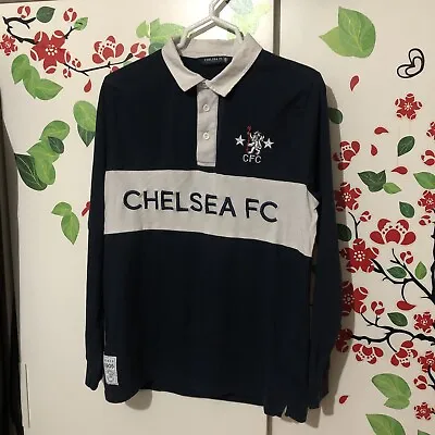 Buy Chelsea Fc T Shirt Long Sleeve Dark Blue Size M Official Licensed Product • 18.49£