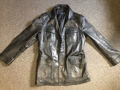 Buy Men’s Leather Blazer Jacket Goth Zip Button Large • 59.99£