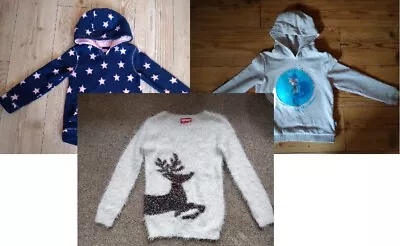 Buy Girls 6-7 Years Christmas Jumper Hoodies Jumper Star Design  Fleece And Frozen 2 • 20£