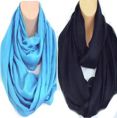Buy Brand New Colours! Circle Loop Infinity Scarf Snood Navy Blue & Turquoise • 9.99£