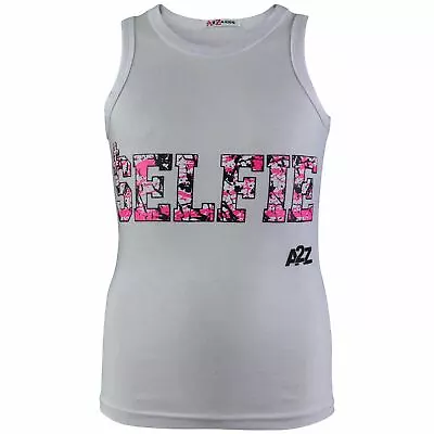 Buy Kids Girls Selfie Splash Vest Top White Trendy Fashion Tank Tops T Shirts 5-13 Y • 5.99£