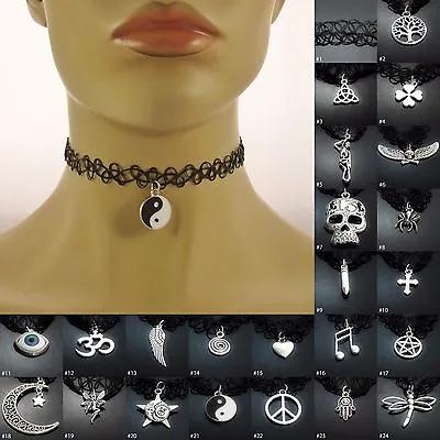 Buy Tattoo Choker Stretch Necklace Ladies Womens Girls Jewellery Accessory UK SELLER • 3.29£