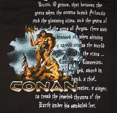 Buy Conan The Barbarian Art Figure Skull & Girl W/ Book Quote T-Shirt Size SMALL NEW • 18.89£