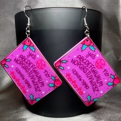 Buy Handmade Silver Christmas Pink Ouija Earrings Gothic Gift Jewellery Xmas • 3£