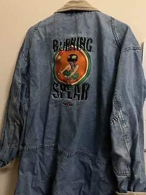 Buy Burning Spear Patch Denim Jacket XL Reggae Coat Overshirt • 45£