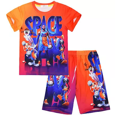 Buy 2pcs Kids Boy Space Jam 2 Pajamas Set Cosplay Short Sleeve T-shirt+Shorts#Outfit • 13.99£