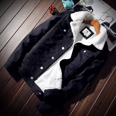 Buy Men's Fleece Lined Denim Jacket Winter Warm Large Size Jean Work Cargo Coat • 32.88£