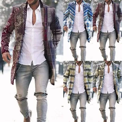 Buy Male Coats Leisure Winter Business Cardigans Formal Holiday Lapel Long • 25.06£