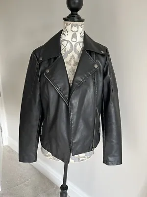 Buy Noisy May Black Faux Leather Jacket Size Small • 25£