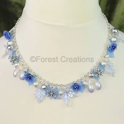 Buy Frozen Roses Necklace - Hand Sculpted - Festive Necklace Christmas Jewellery • 27.50£