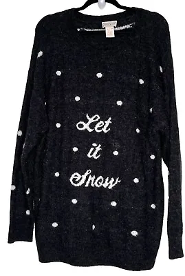 Buy Through The Country Door Let It Snow Wool Blend Charcoal B/W Sweater, 2X Holiday • 24.13£