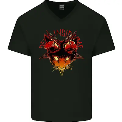 Buy Devil Inside Me Satanic Cat Demon Evil Mens V-Neck Cotton T-Shirt • 9.99£