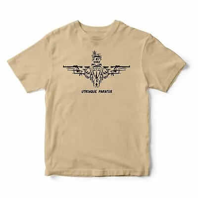 Buy British Paratrooper Airborne Forces Utrinque Paratus - The Weapon Logo T-Shirt • 19.99£