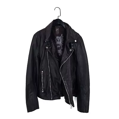 Buy Gipsy By Mauritius Dark Brown Genuine Leather Biker Jacket - Size M • 60£