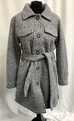 Buy TU Grey Belted Shacket Cardigan Jacket Belted Grey Longline Woolly Medium C1961 • 12£