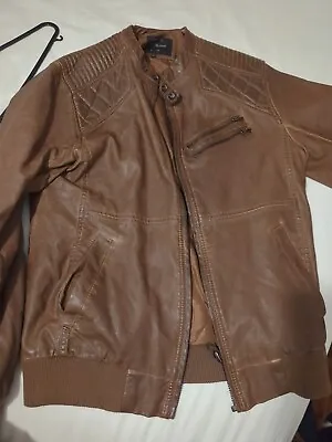 Buy River Island Mens Brown Faux Leather Jacket • 31.99£