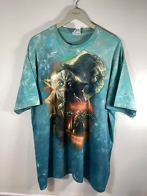 Buy Vintage Star Wars Yoda Liquid Blue Tie Dye T-Shirt Size XL Movies Sci-Fi READ • 69.99£