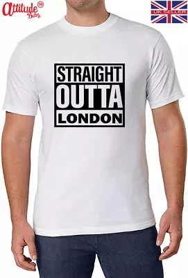 Buy London T Shirts-Straight Outta London-Funny Tee Shirts-Unisex Cotton Tee Shirts • 11£
