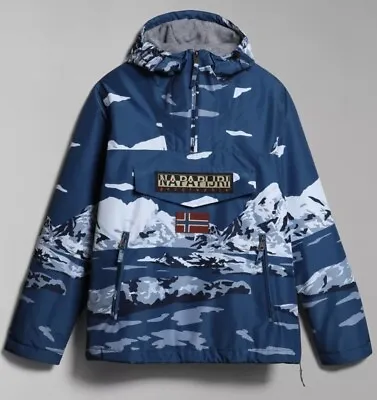 Buy Napapijri Rainforest Pocket Winter Anorak Jacket Blue Mountain Camouflage Large • 149.99£