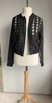Buy Zara Womens Black Bomber Jacket Sheer Mesh Checked - Size Medium 10-12 • 11.99£