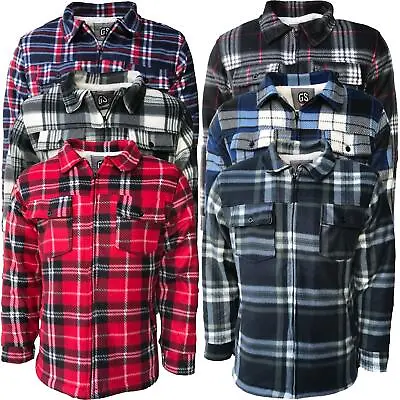 Buy Mens Padded Shirt Sherpa Fur Lined Lumberjack Flannel Work Jacket Warm Thick Top • 18.99£