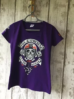 Buy West Coast Harley Davidson The Gathering Clyde Valley Ladies Small Purple Tshirt • 14.99£