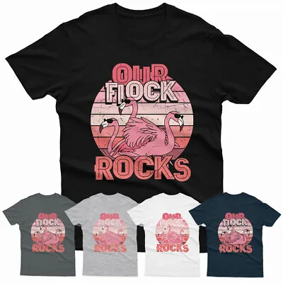 Buy Our Flock Rock Pink Lesser Flamingos Funny Bird Lover T Shirt #P1#Or#A • 9.99£