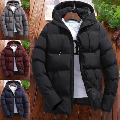 Buy Men Winter Warm Padded Coat Jacket Bubble Coat Quilted Zip Padded Outwear UK NEW • 15.99£