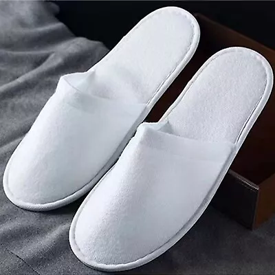 Buy Disposable Towelling Spa Hotel Slippers Terry Non Slip Guest Closed Toe Slippers • 2.38£
